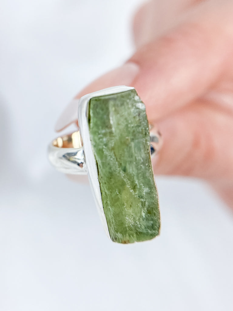 Green Kyanite Sterling Silver Ring