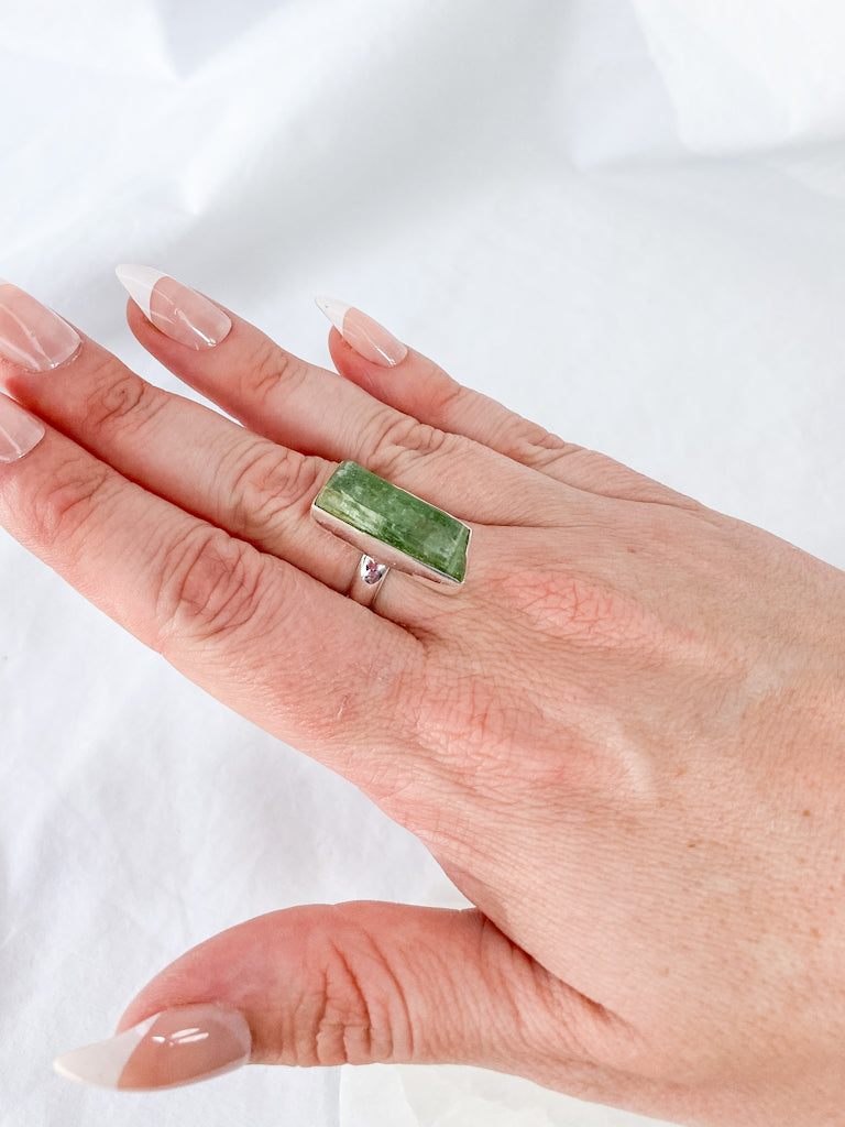 Green Kyanite Sterling Silver Ring