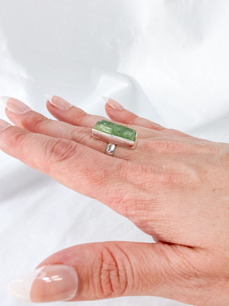 Green Kyanite Sterling Silver Ring