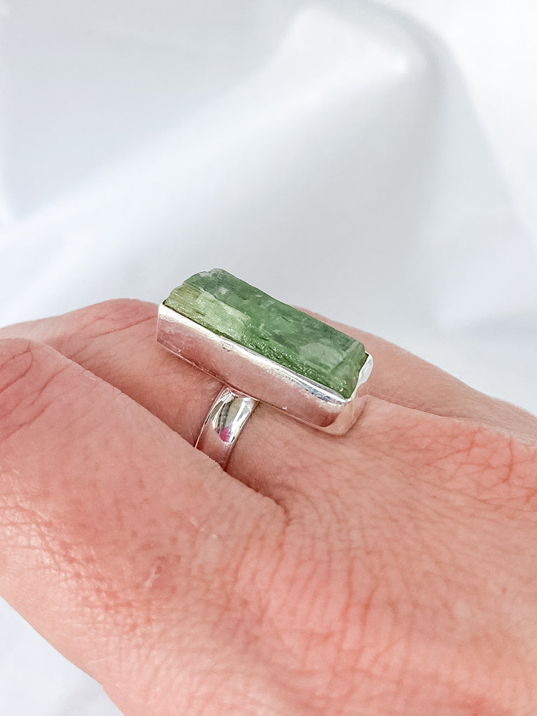 Green Kyanite Sterling Silver Ring