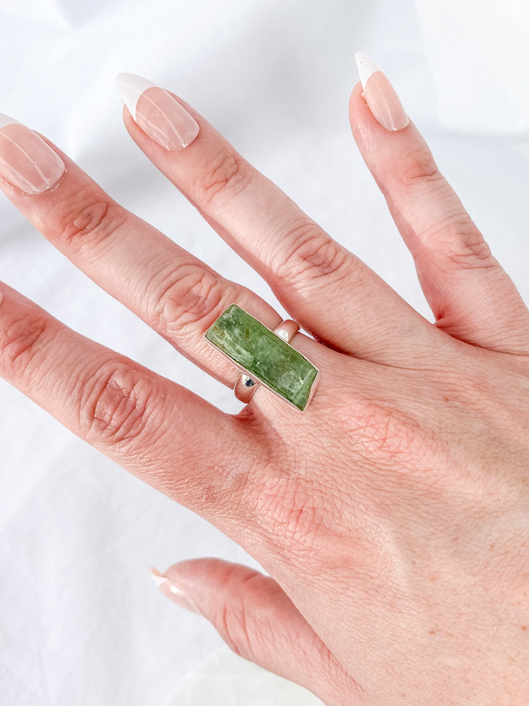 Green Kyanite Sterling Silver Ring