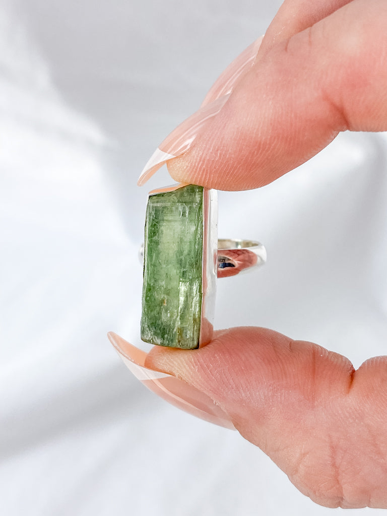 Green Kyanite Sterling Silver Ring