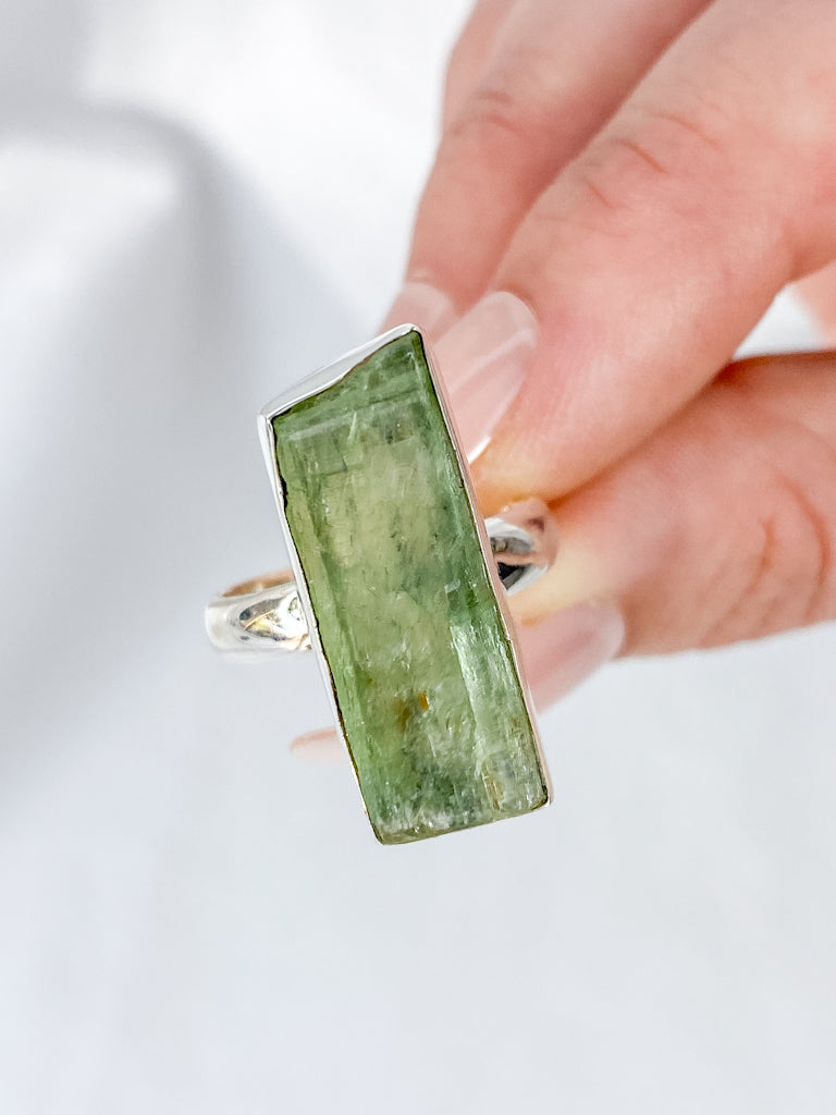 Green Kyanite Sterling Silver Ring