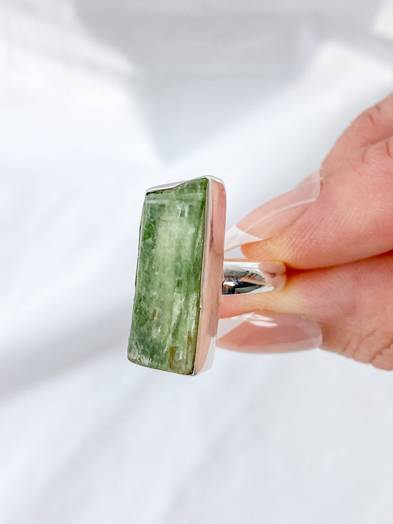 Green Kyanite Sterling Silver Ring