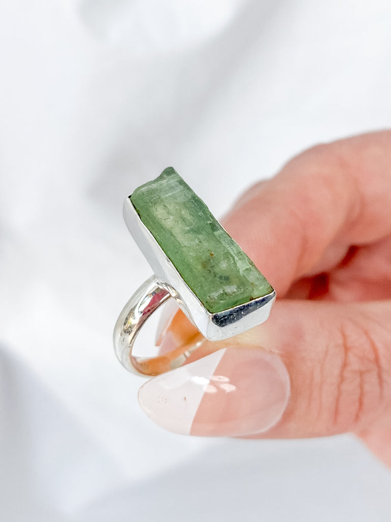 Green Kyanite Sterling Silver Ring