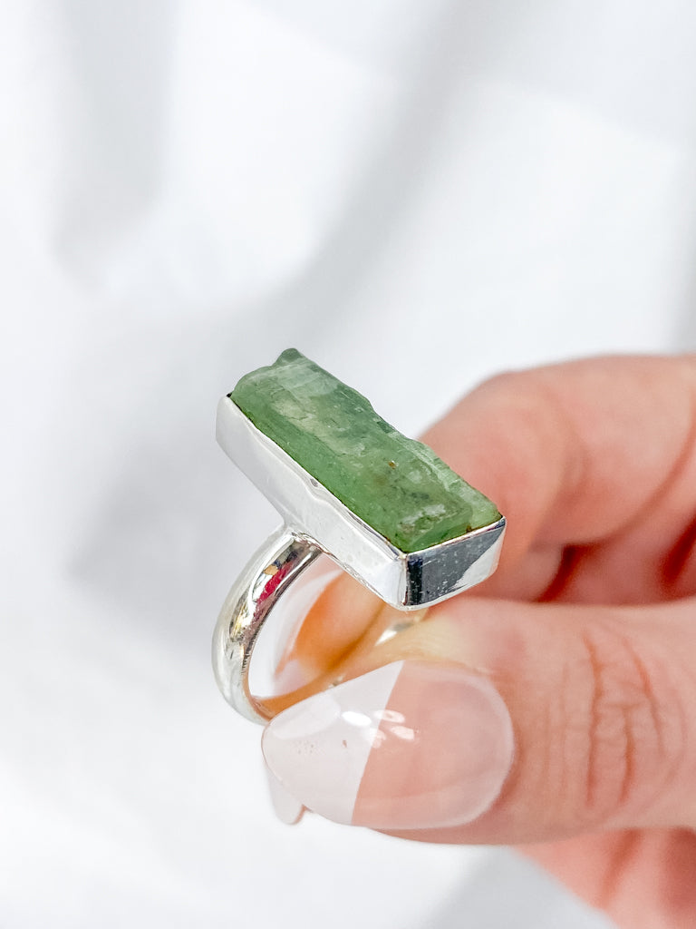 Green Kyanite Sterling Silver Ring