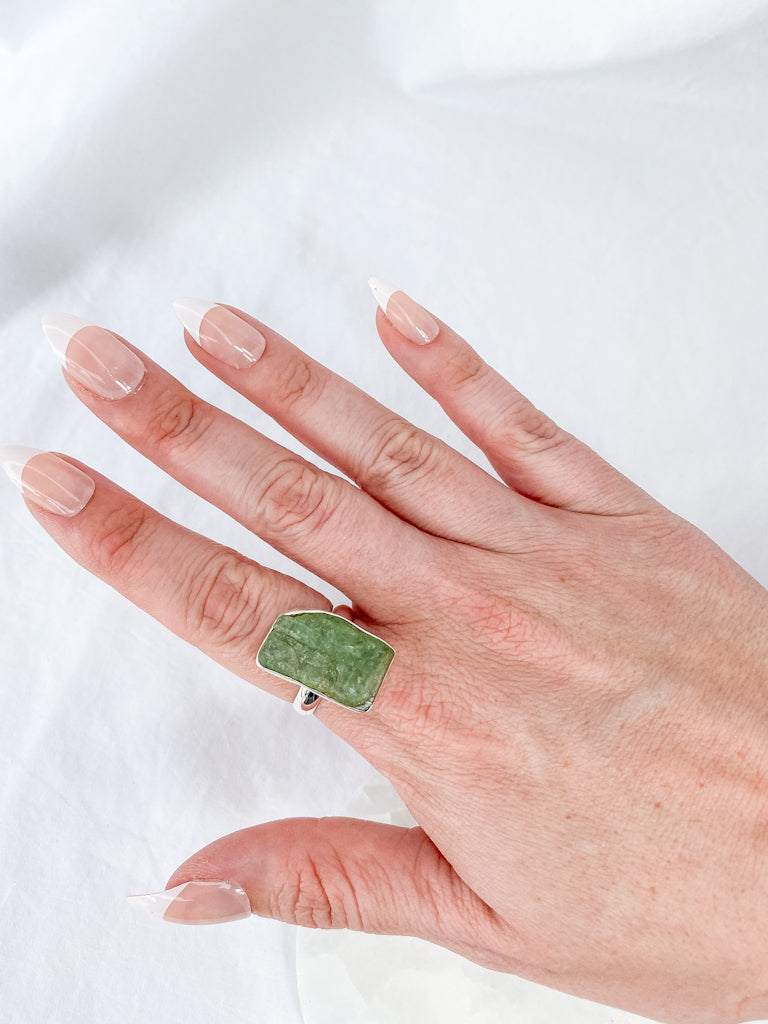 Green Kyanite Sterling Silver Ring