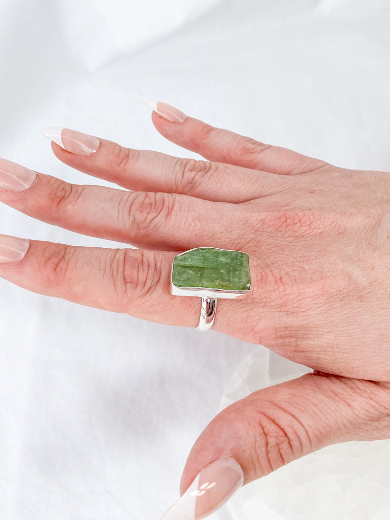 Green Kyanite Sterling Silver Ring