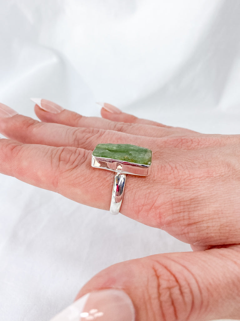 Green Kyanite Sterling Silver Ring