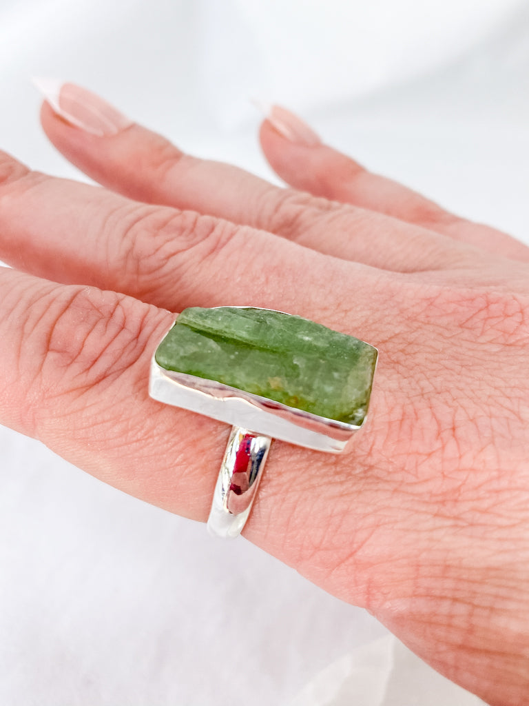 Green Kyanite Sterling Silver Ring