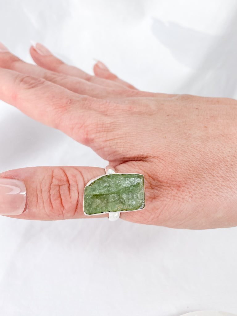 Green Kyanite Sterling Silver Ring