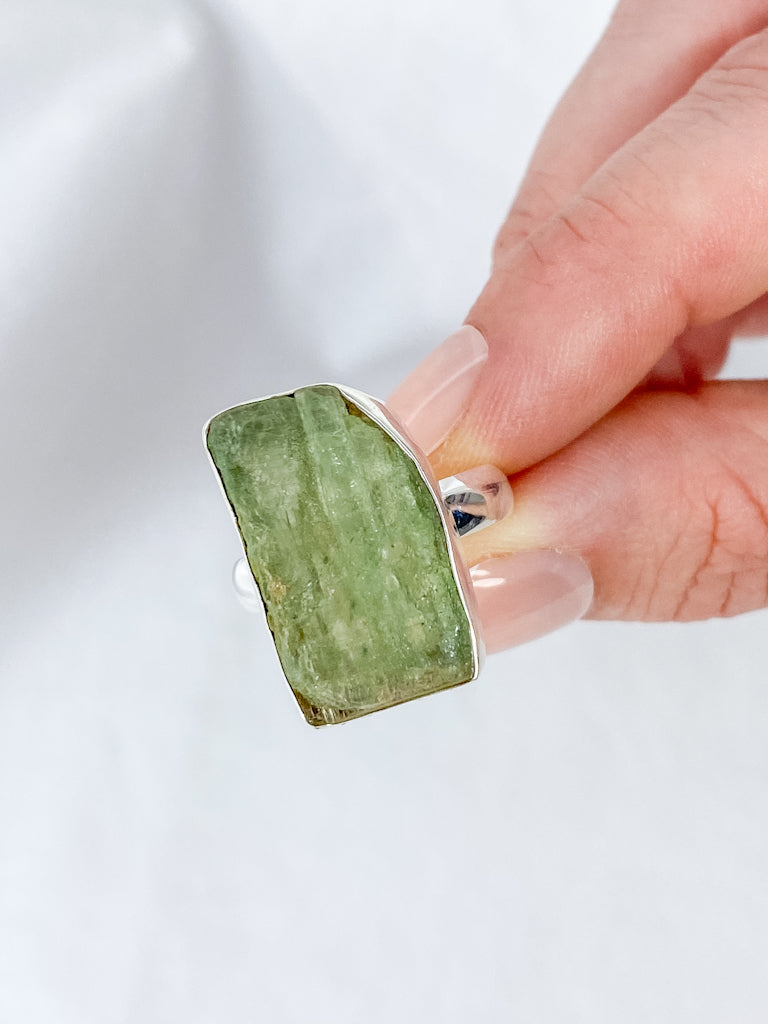 Green Kyanite Sterling Silver Ring