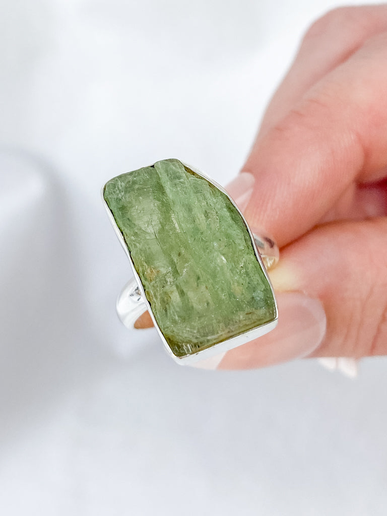 Green Kyanite Sterling Silver Ring