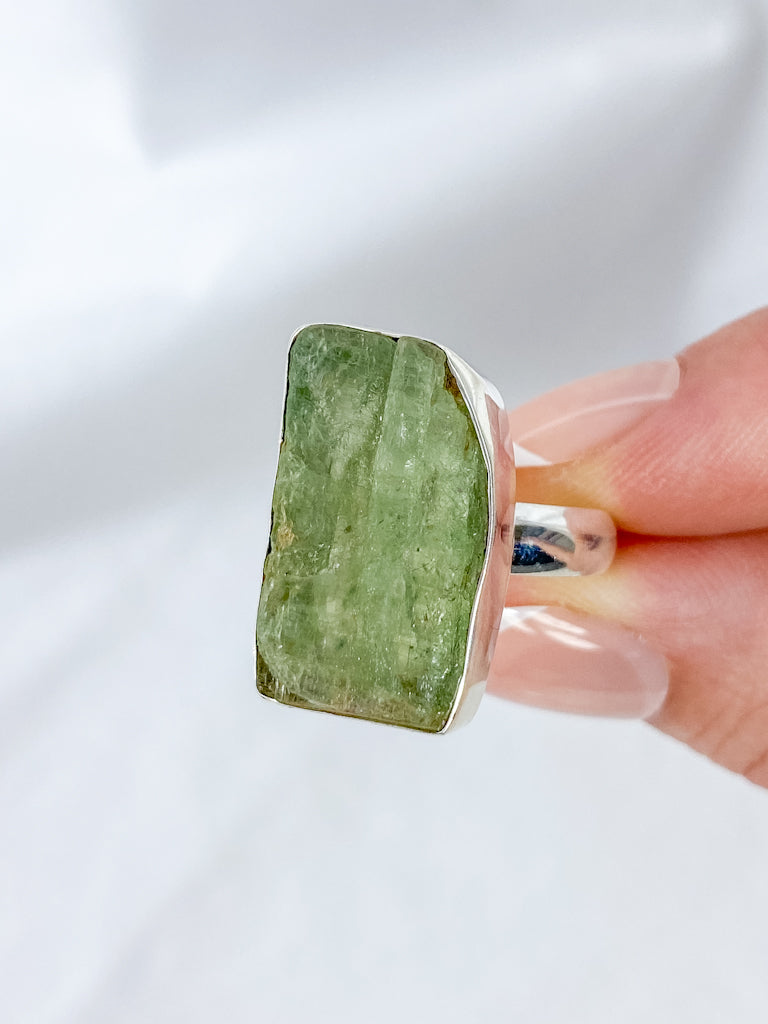 Green Kyanite Sterling Silver Ring