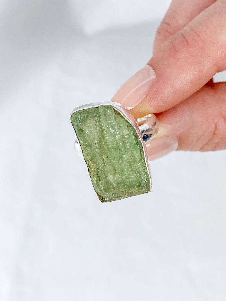 Green Kyanite Sterling Silver Ring