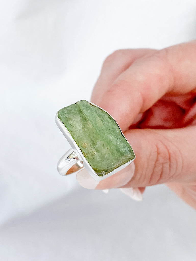 Green Kyanite Sterling Silver Ring