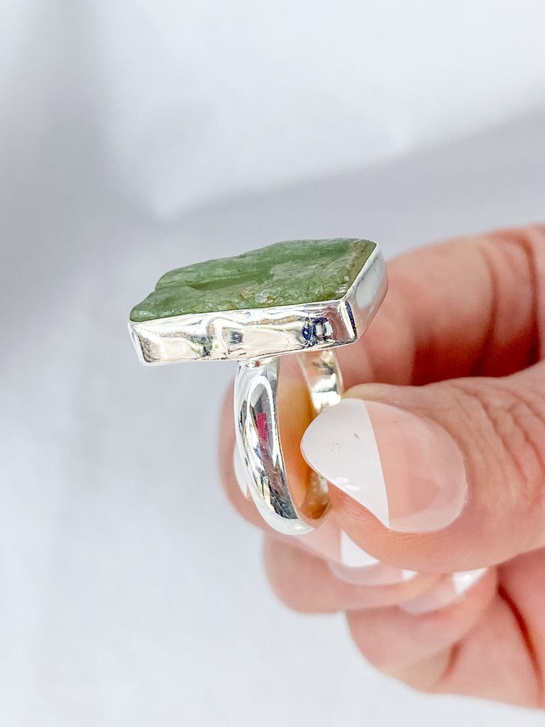 Green Kyanite Sterling Silver Ring