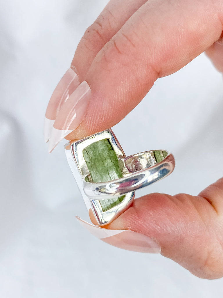 Green Kyanite Sterling Silver Ring