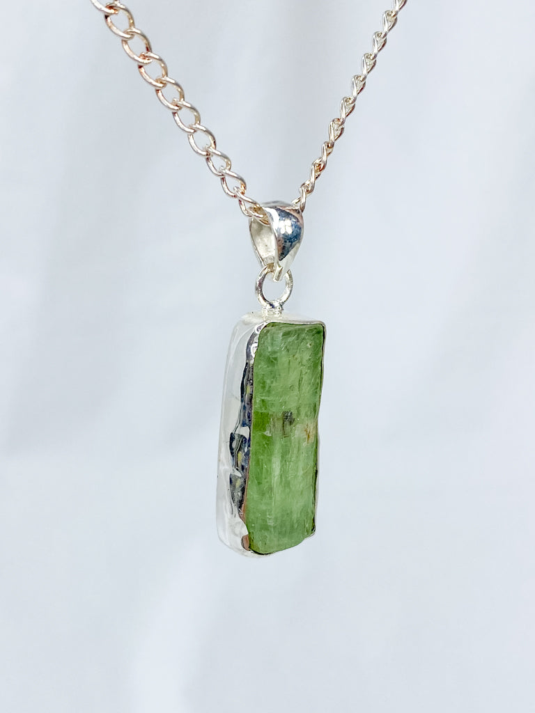 Green Kyanite Sterling Silver Pendant