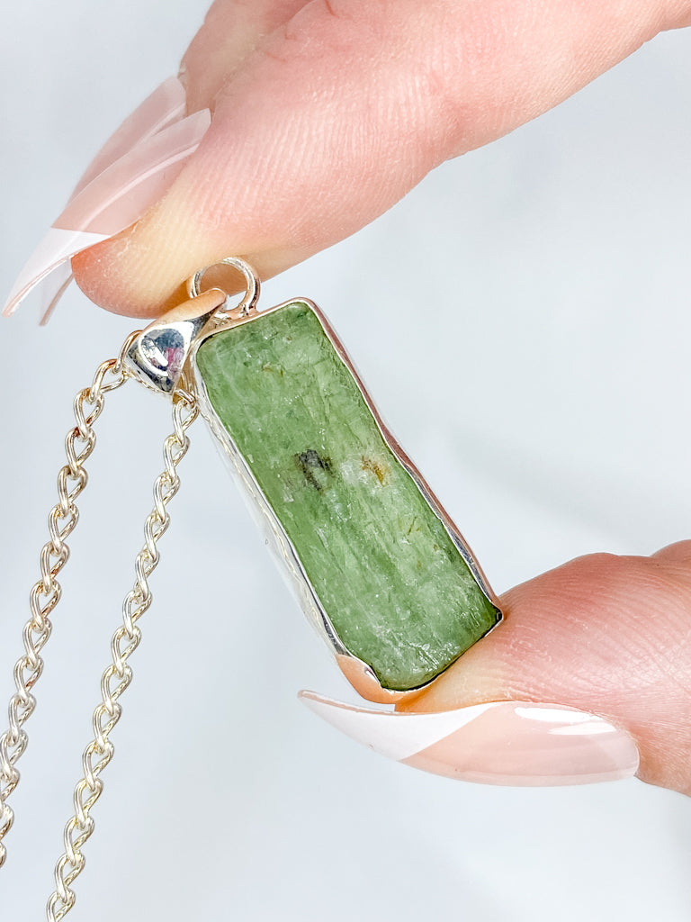 Green Kyanite Sterling Silver Pendant