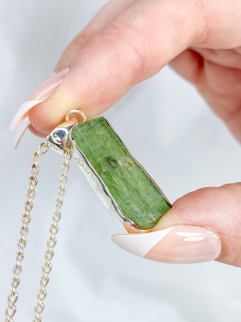 Green Kyanite Sterling Silver Pendant