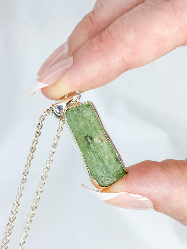 Green Kyanite Sterling Silver Pendant