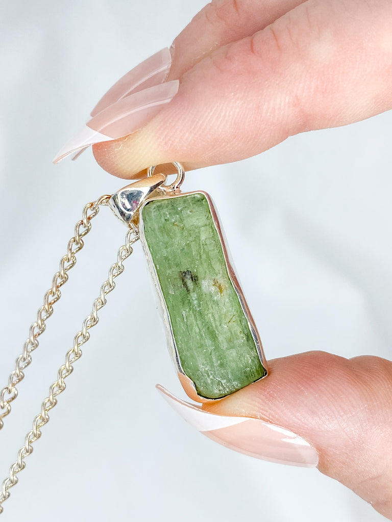 Green Kyanite Sterling Silver Pendant