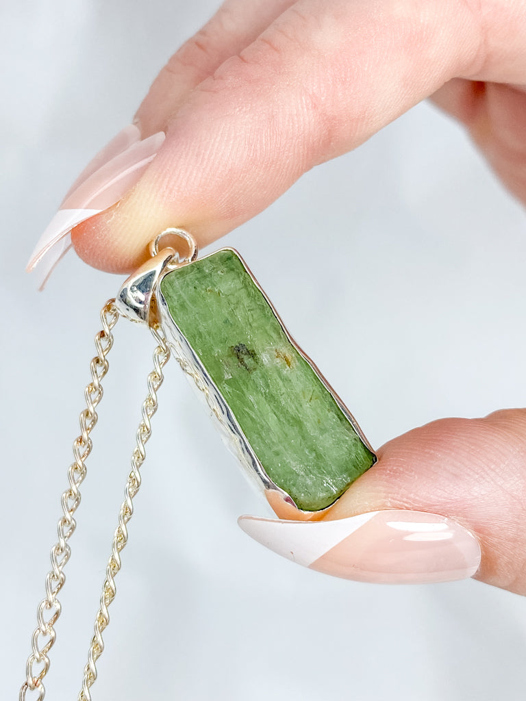 Green Kyanite Sterling Silver Pendant