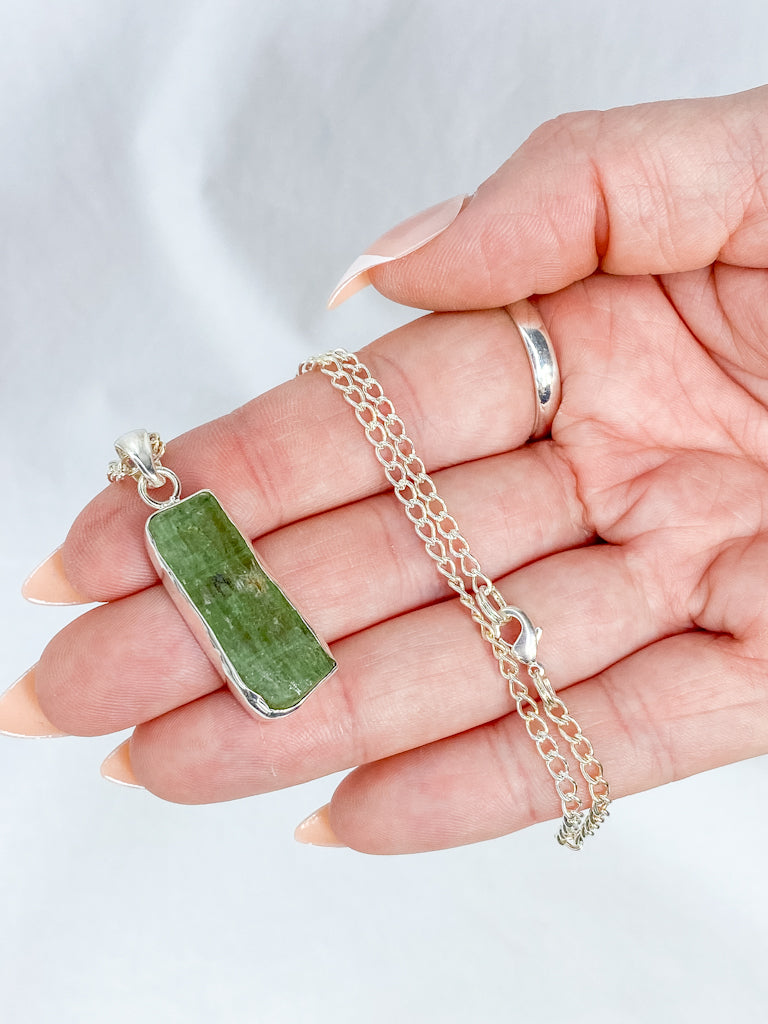 Green Kyanite Sterling Silver Pendant