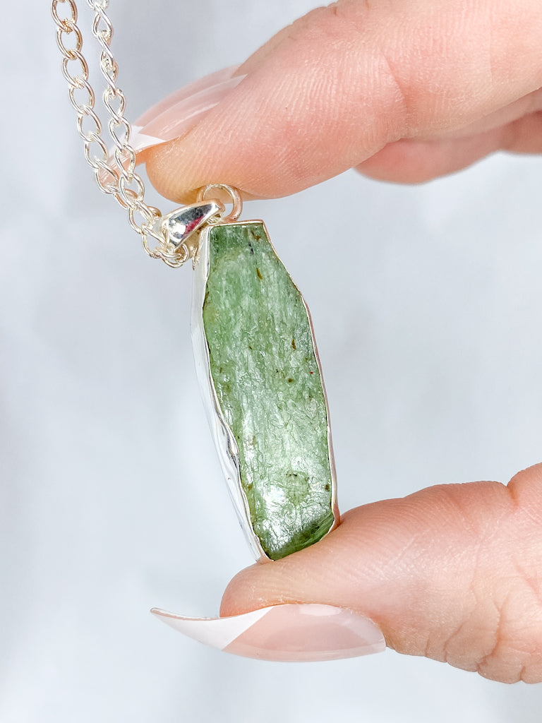 Green Kyanite Sterling Silver Pendant