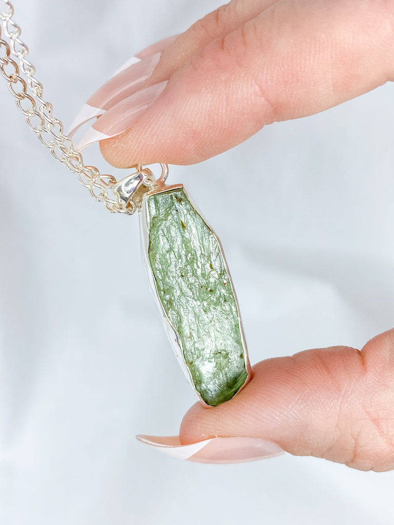 Green Kyanite Sterling Silver Pendant