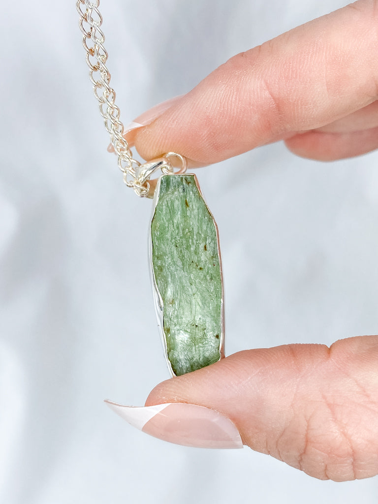 Green Kyanite Sterling Silver Pendant