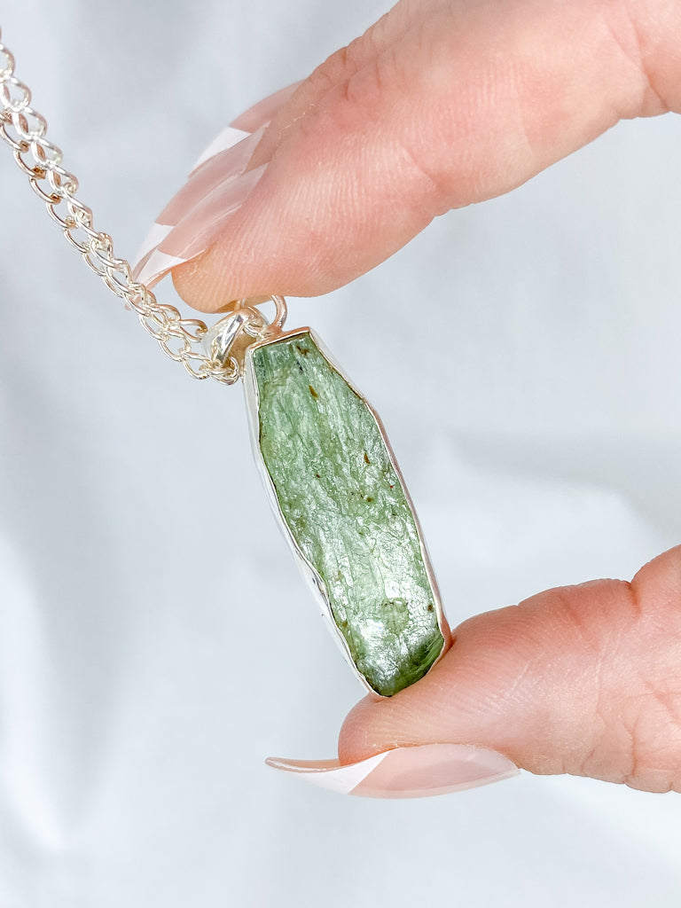 Green Kyanite Sterling Silver Pendant