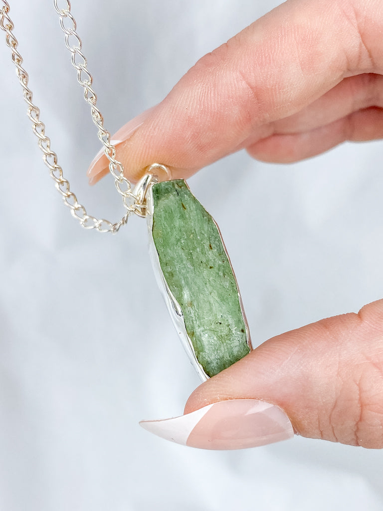 Green Kyanite Sterling Silver Pendant