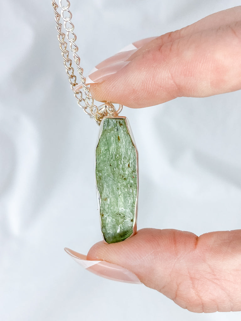 Green Kyanite Sterling Silver Pendant