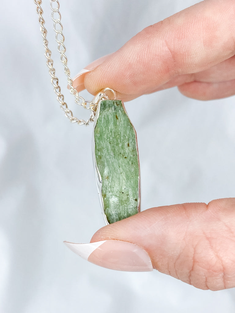 Green Kyanite Sterling Silver Pendant