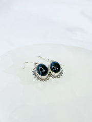 Black Obsidian Flower Sterling Silver Earring