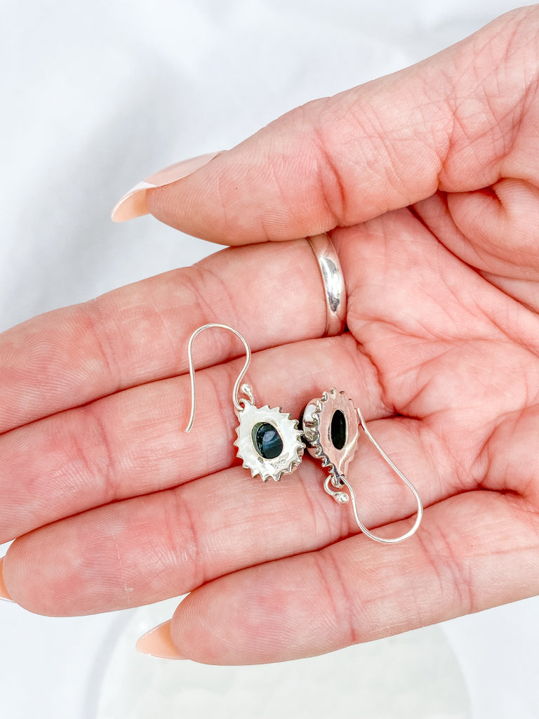 Black Obsidian Flower Sterling Silver Earring