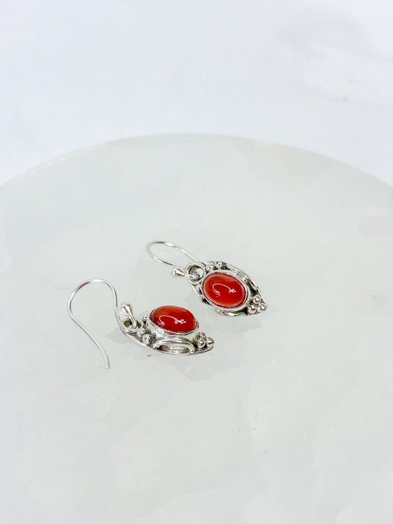 Red Carnelian Sterling Silver Earring