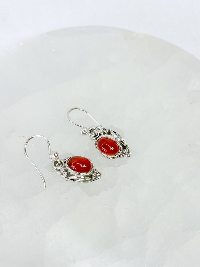 Red Carnelian Sterling Silver Earring