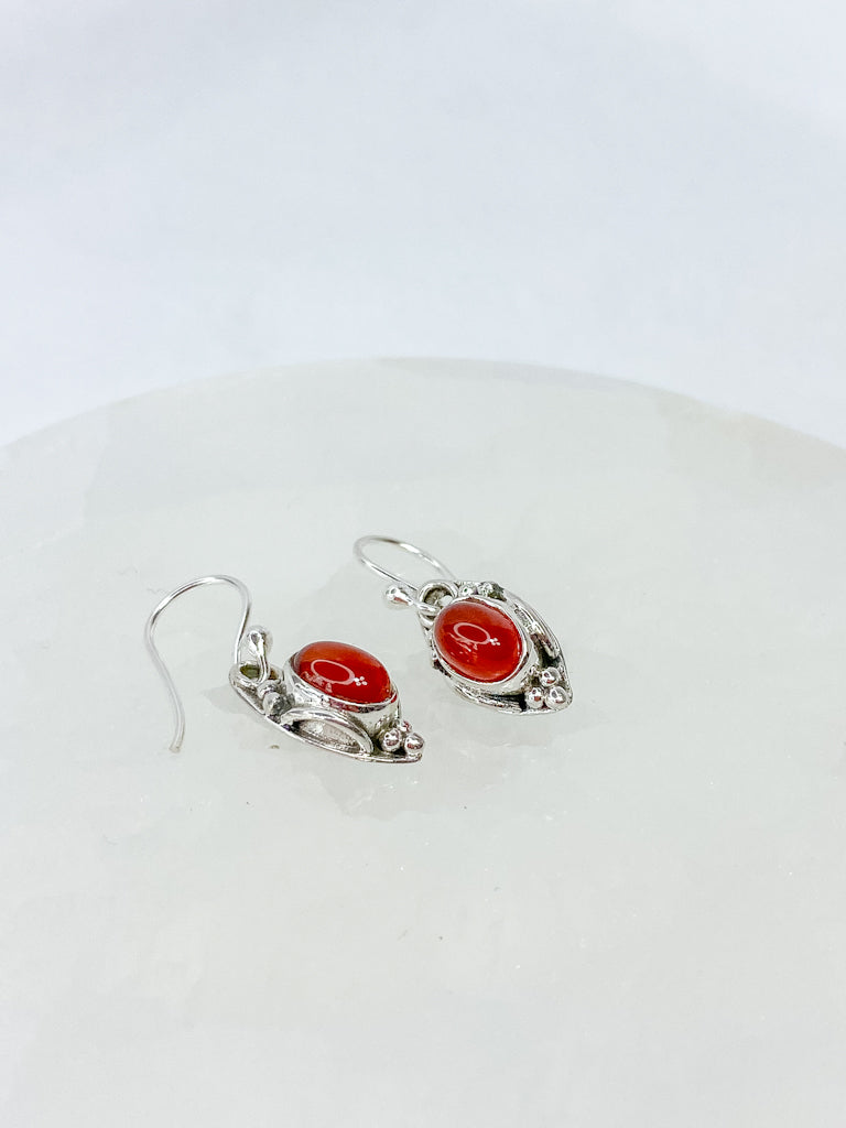 Red Carnelian Sterling Silver Earring