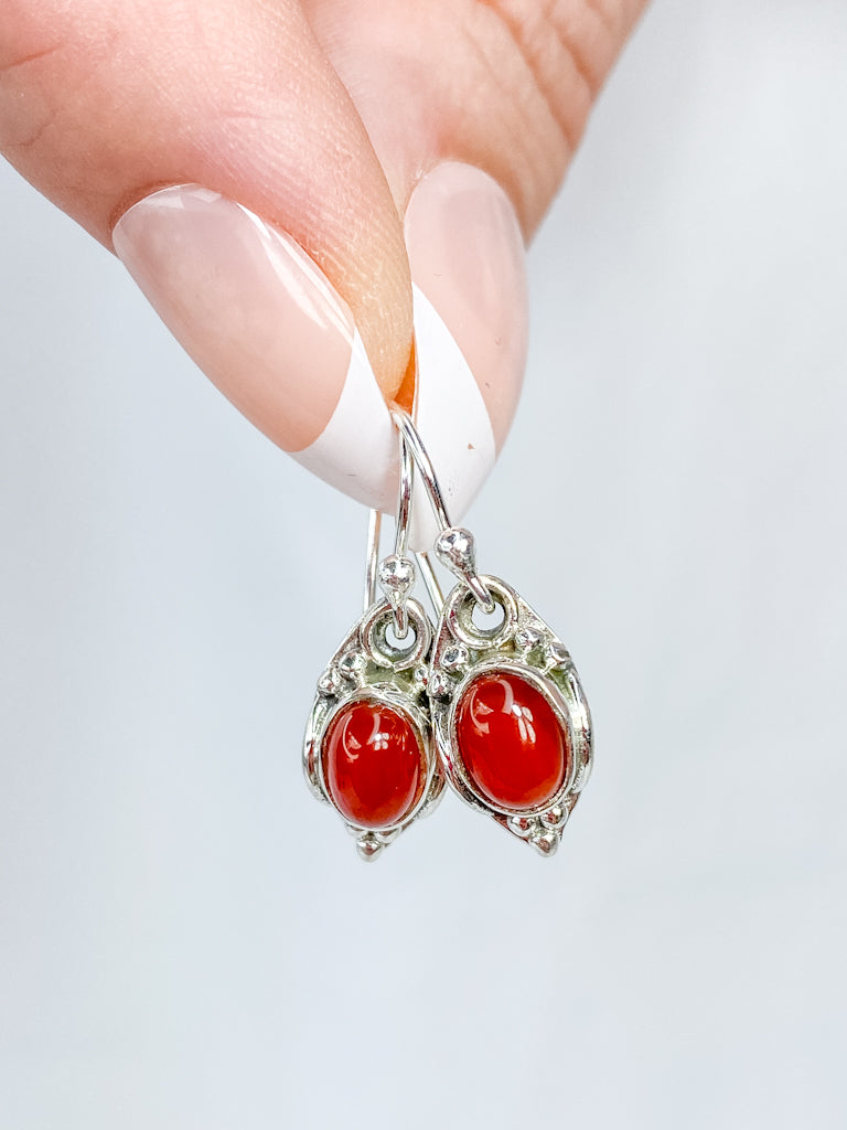 Red Carnelian Sterling Silver Earring