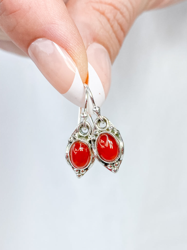 Red Carnelian Sterling Silver Earring