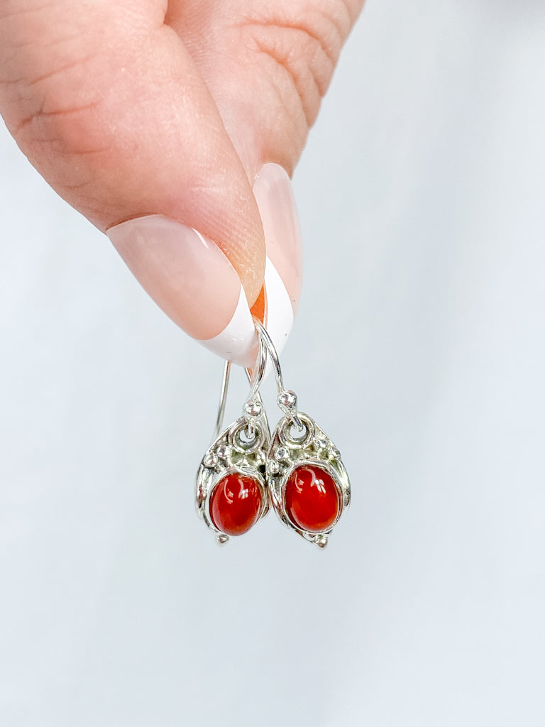 Red Carnelian Sterling Silver Earring