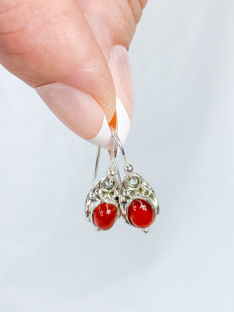 Red Carnelian Sterling Silver Earring