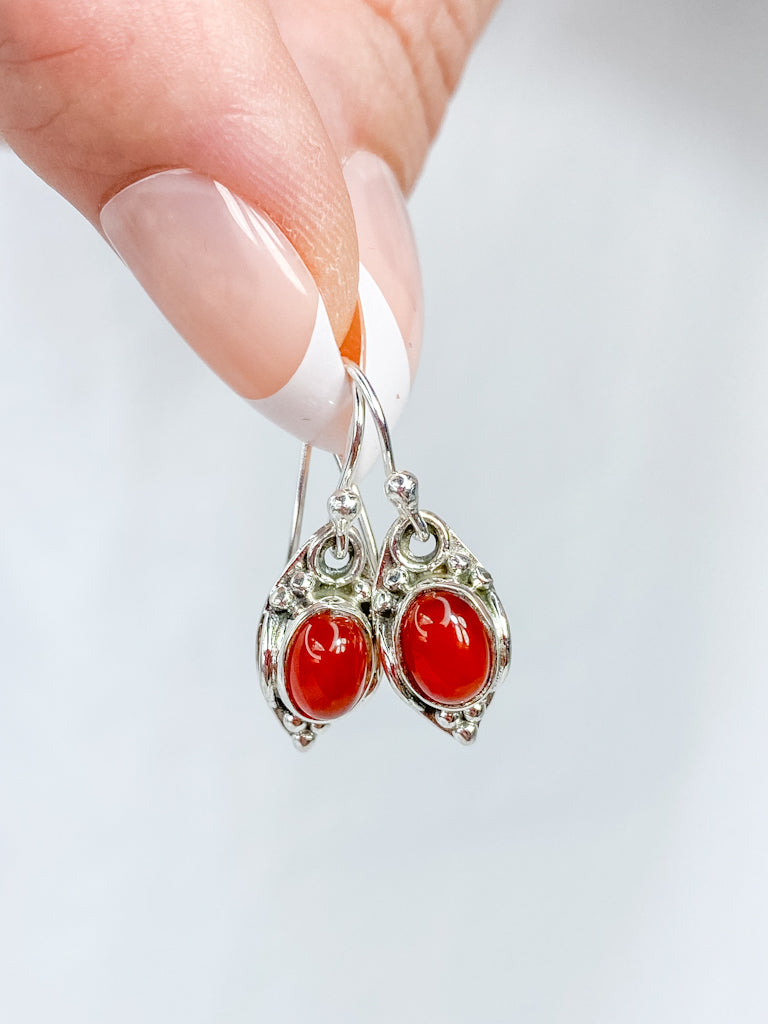 Red Carnelian Sterling Silver Earring