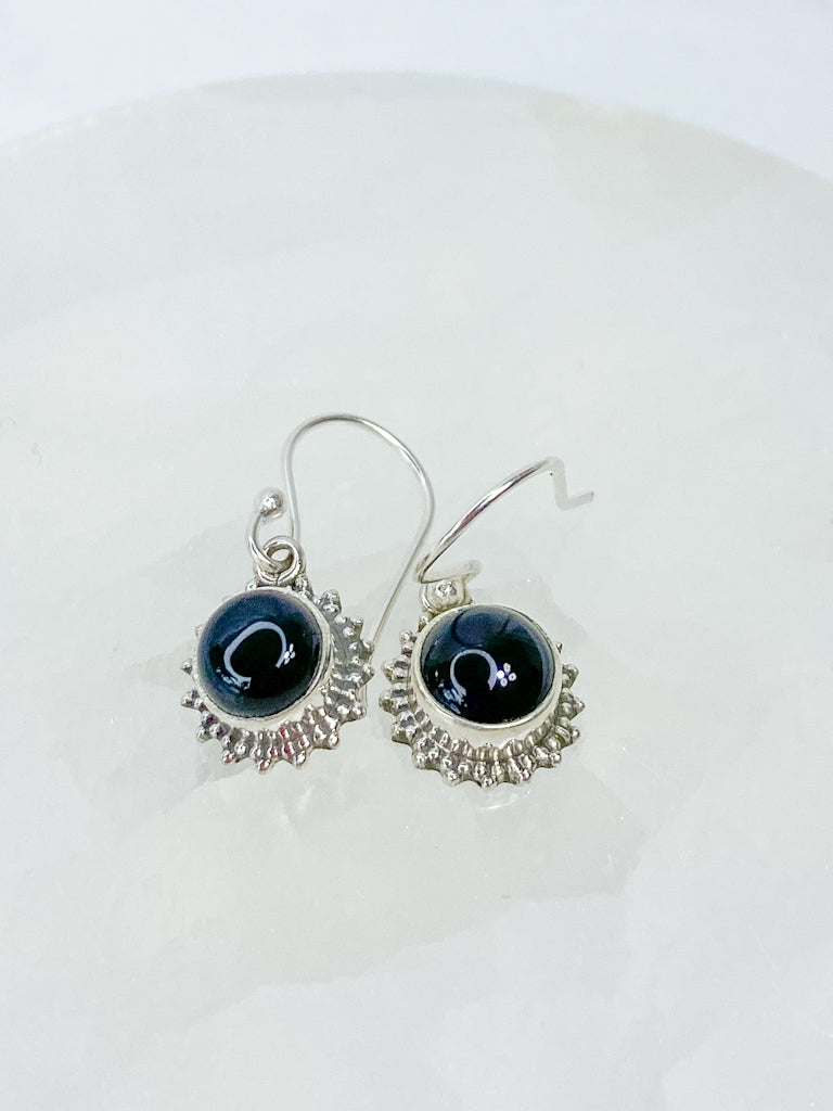 Black Onyx Sun Sterling Silver Earring