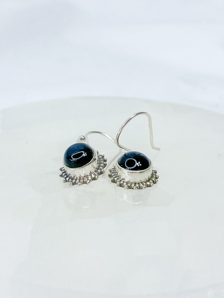 Black Onyx Sun Sterling Silver Earring