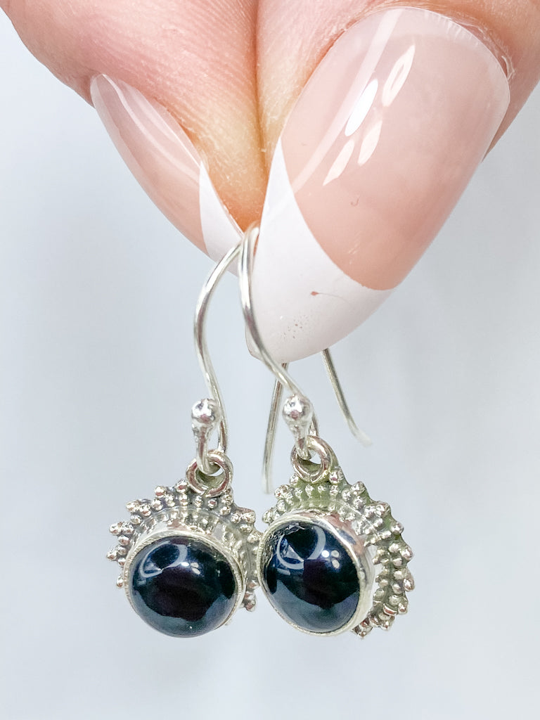 Black Onyx Sun Sterling Silver Earring