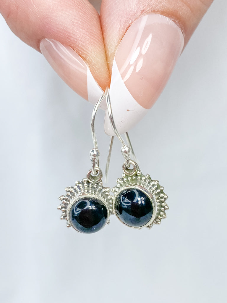 Black Onyx Sun Sterling Silver Earring